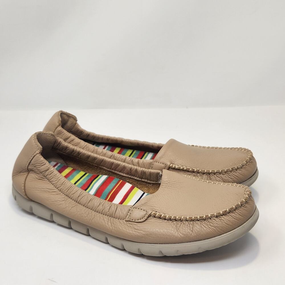 SAS Sunny Slip On Latte Brown Leather Loafer Women Size 9.5 N Comfort Shoes